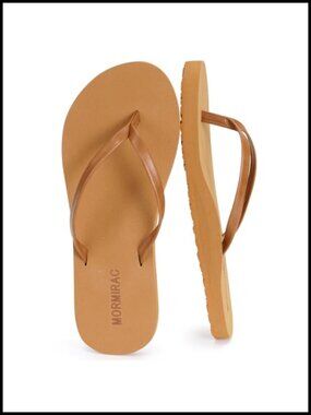 Faux Leather Flip Flops with Yoga Foam Cushion Sandals